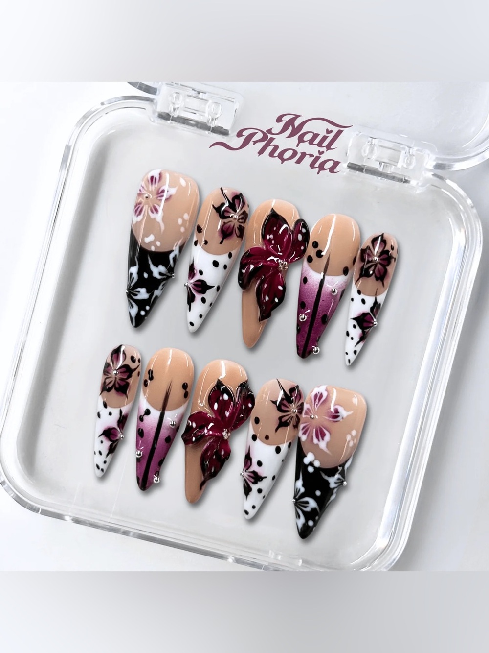 NailPhoria Stiletto Press-On Nail Set – Poison Petal